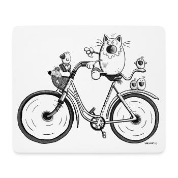 Katze auf Radtour - Mousepad (Querformat) - Weiß - Vorne