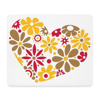 Grand coeur, flowerpower, coloré - Tapis de souris (format paysage) - blanc - Devant