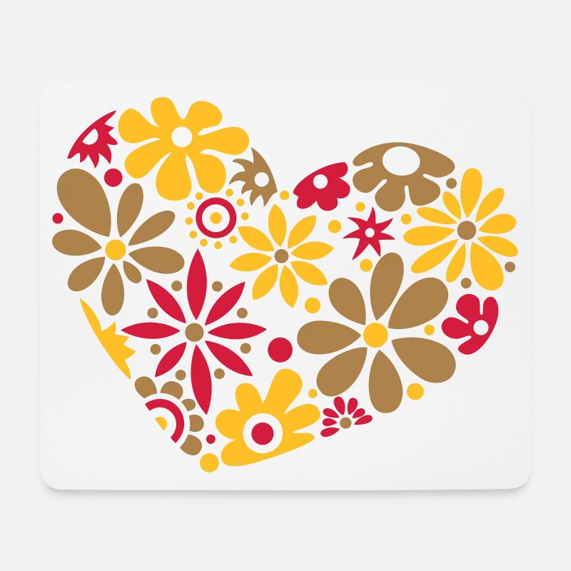 Großes Flower Power Herz, bunt - Mousepad (Querformat) - Weiß