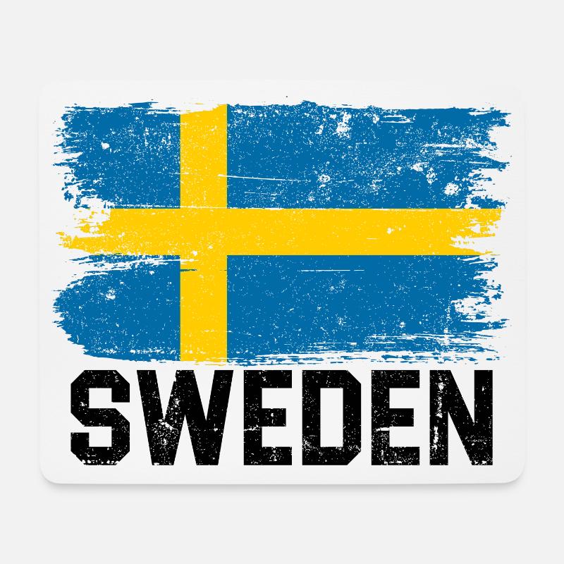 Schwedische Pinselflagge - Mousepad (Querformat) - Weiß