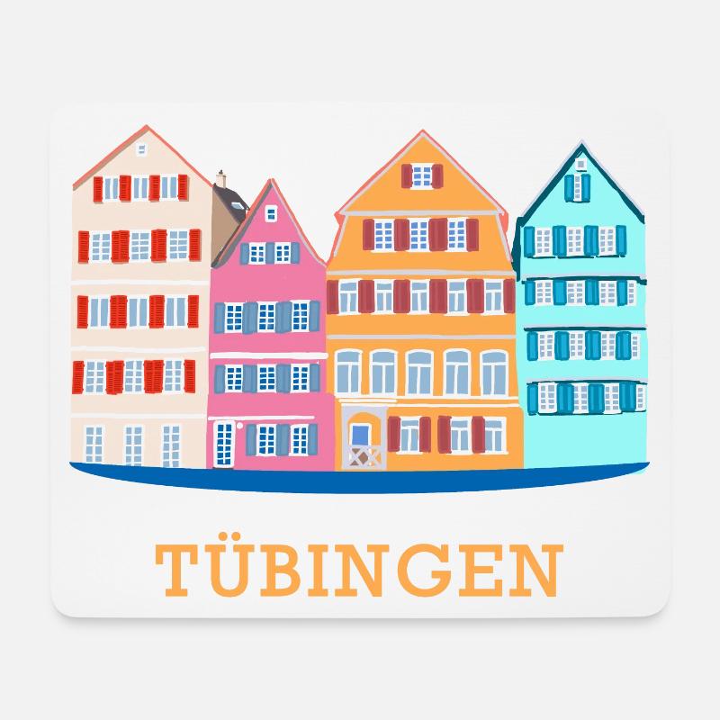 Tübingen, Neckaransicht, Zeichnung, Deutschland - Mousepad (Querformat) - Weiß