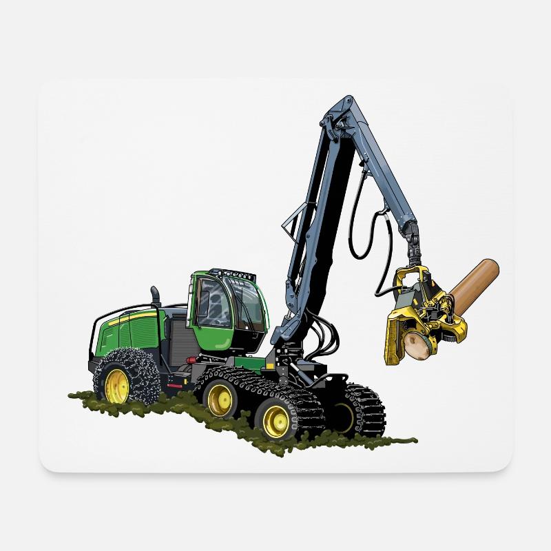Harvester, Holzerntemaschine - Mousepad (Querformat) - Weiß