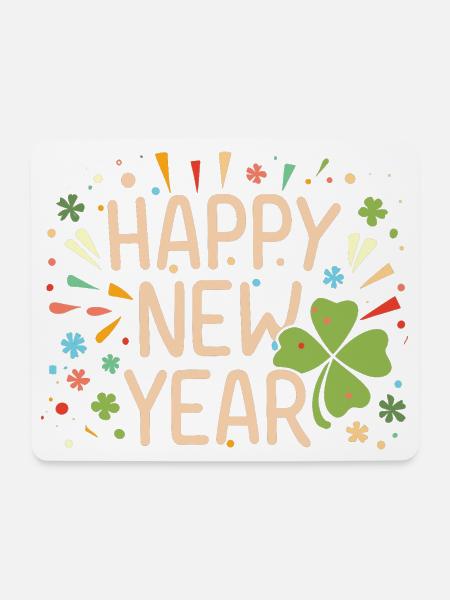 Neujahrsfreude mit Shamrock - Mousepad (Querformat) - Weiß