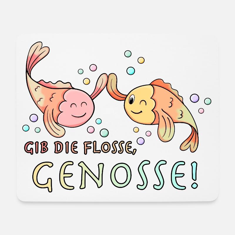 Gib die Flosse Genosse Fisch! - Mousepad (Querformat) - Weiß