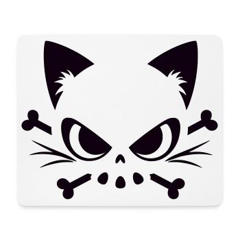 Katzen Totenkopf | Minimal Skull & Bones Motiv - Mousepad (Querformat) - Weiß - Vorne