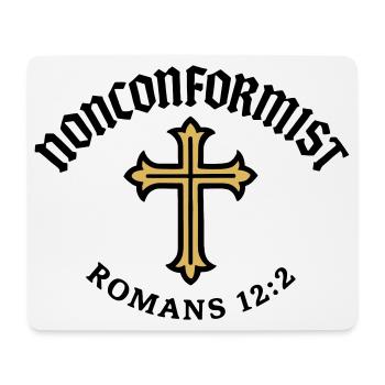 Christlich-nonkonformistische Römer 12,2 Goldenes Kreuz - Mousepad (Querformat) - Weiß - Vorne