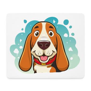 Kleiner Basset Hound (Porträt/Nah) - Mousepad (Querformat) - Weiß - Vorne