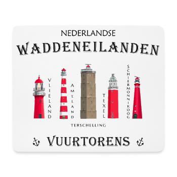 Leuchttürme Texel, Ameland, Terschelling, Vlieland - Mousepad (Querformat) - Weiß - Vorne