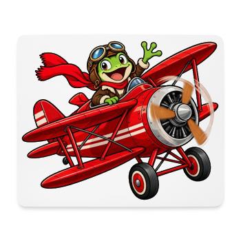 Frosch Pilot im roten Flugzeug roter Baron - Mousepad (Querformat) - Weiß - Vorne