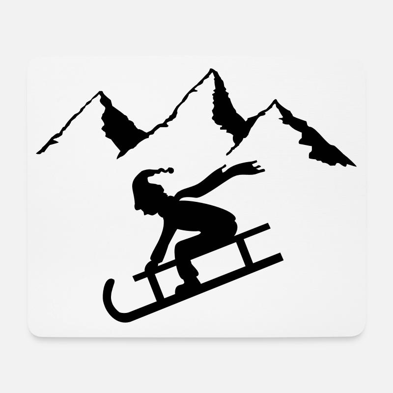 wintersport rodeln kind - Mousepad (Querformat) - Weiß