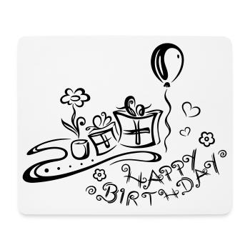 Joyeux anniversaire, félicitations - Tapis de souris (format paysage) - blanc - Devant