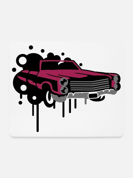 Vintage Auto Graffiti - Mousepad (Querformat) - Weiß