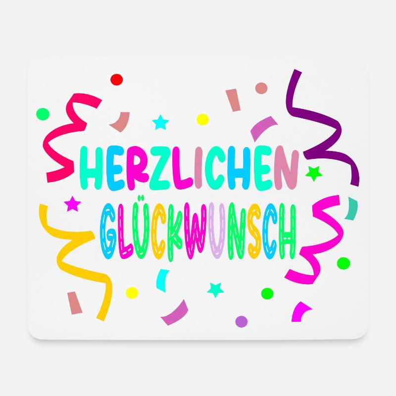 Herzlichen Glückwunsch - Konfetti - Mousepad (Querformat) - Weiß