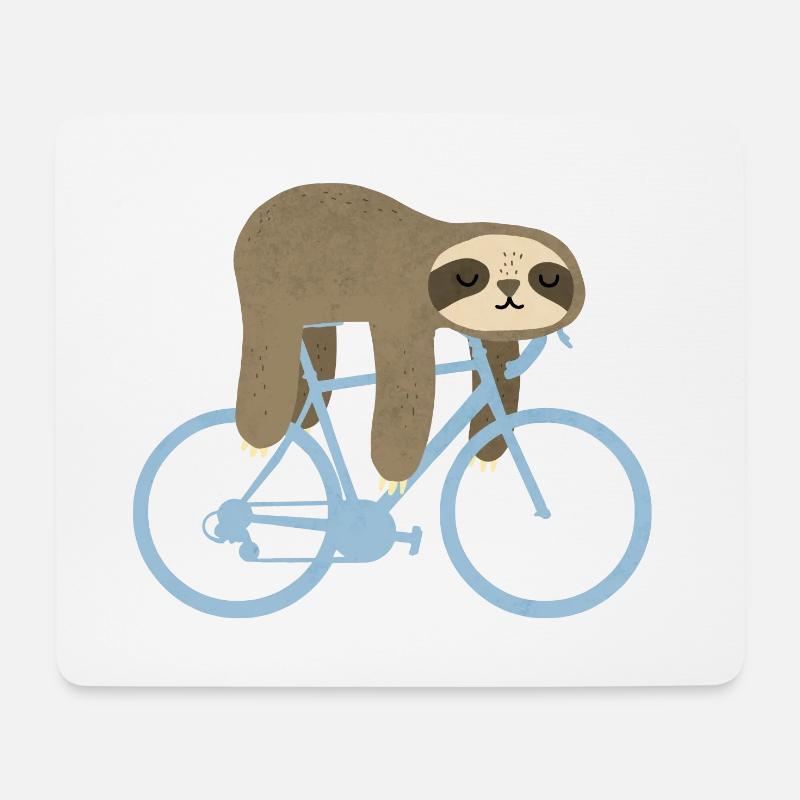 Faultier Fahrrad - Mousepad (Querformat) - Weiß