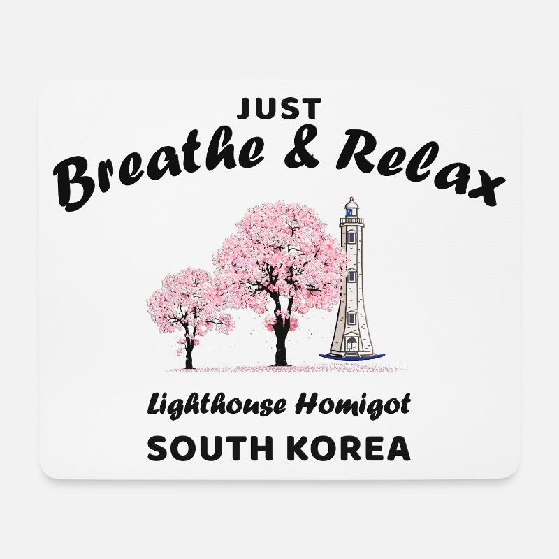 Südkorea, Relax, Leuchtturm Halbinsel Homigot - Mousepad (Querformat) - Weiß