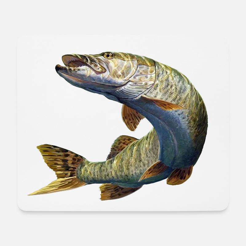 Hecht - Mousepad (Querformat) - Weiß