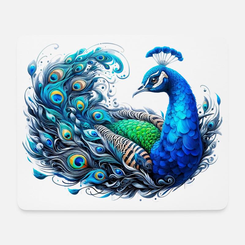 Pfau - Mousepad (Querformat) - Weiß