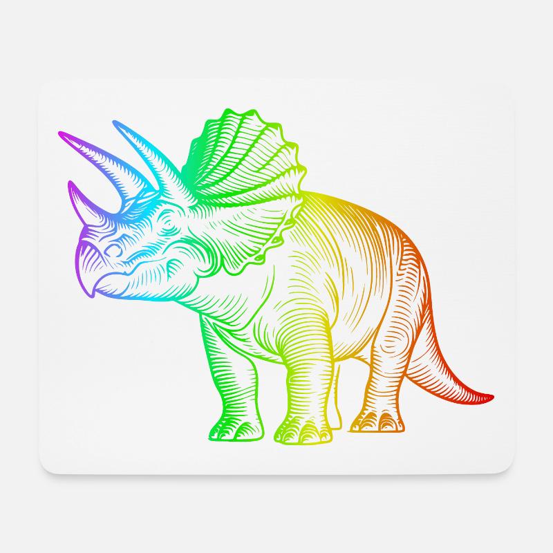 Regenbogen-Triceratops-Dinosaurier - Mousepad (Querformat) - Weiß