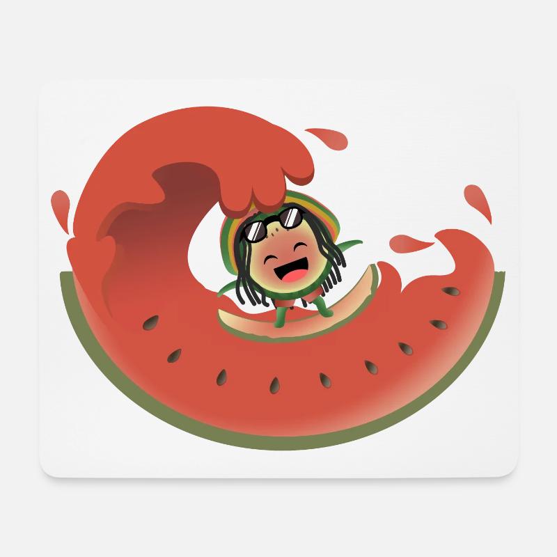 Surfende Wassermelone - Mousepad (Querformat) - Weiß