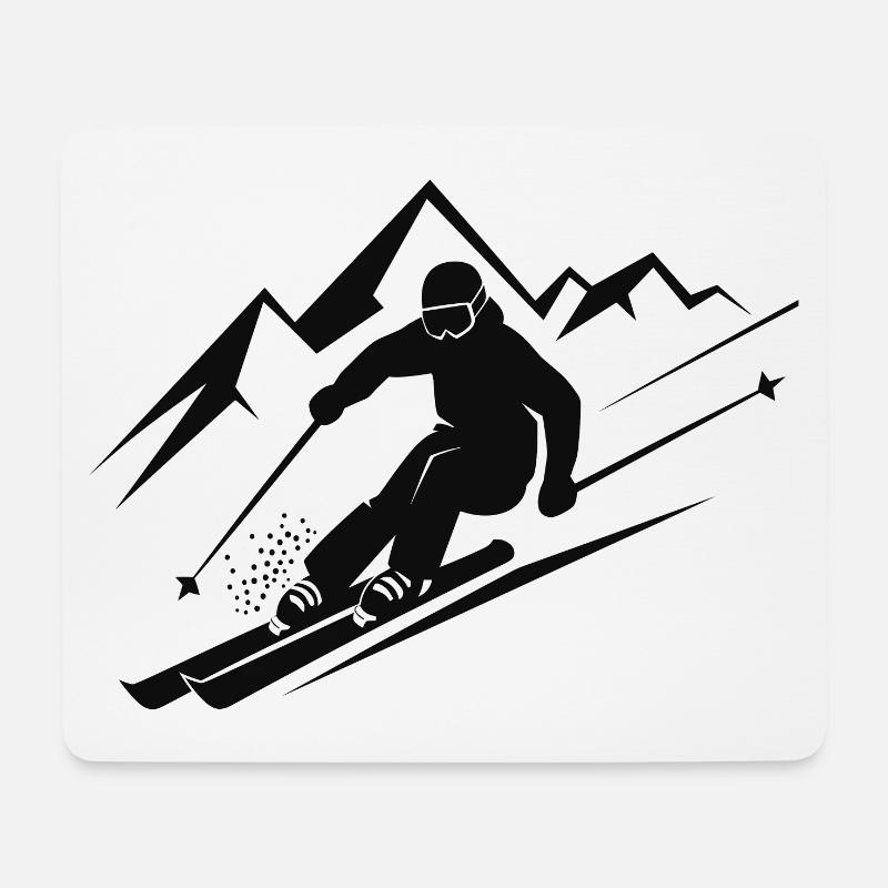 Skiurlaub Skifahrer Skifahren Wintersport - Mousepad (Querformat) - Weiß