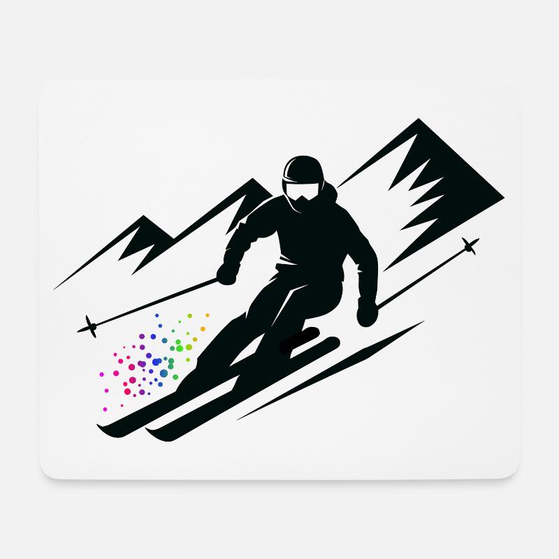 Skiurlaub Skifahrer Skifahren Wintersport - Mousepad (Querformat) - Weiß