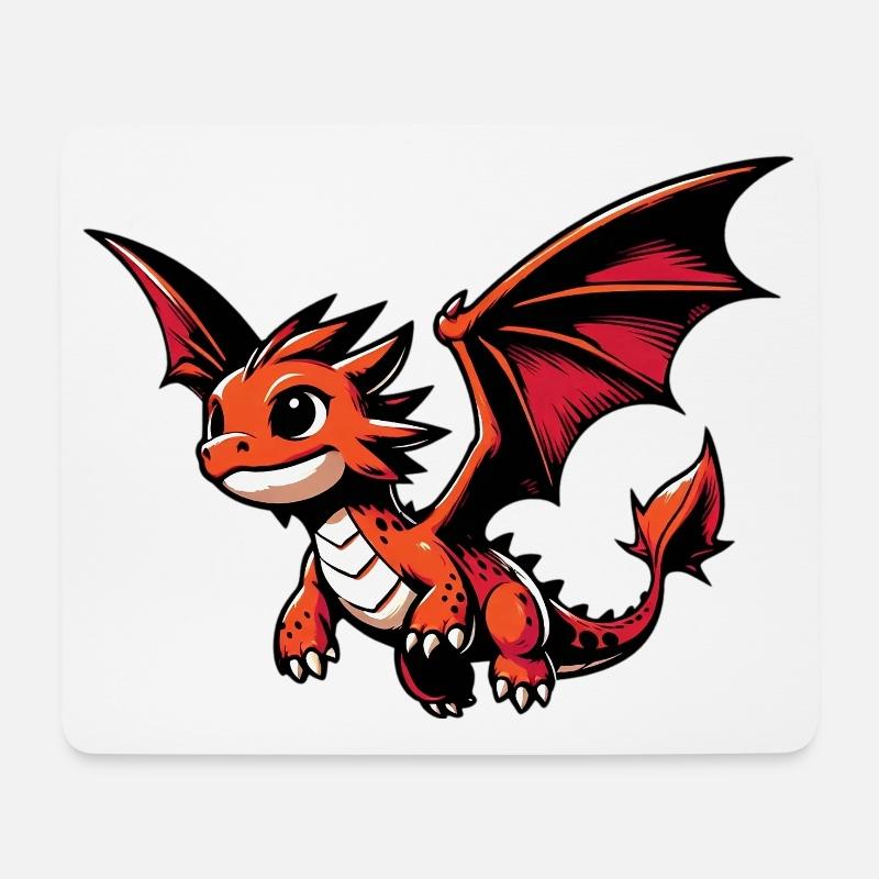 Drache - Mousepad (Querformat) - Weiß