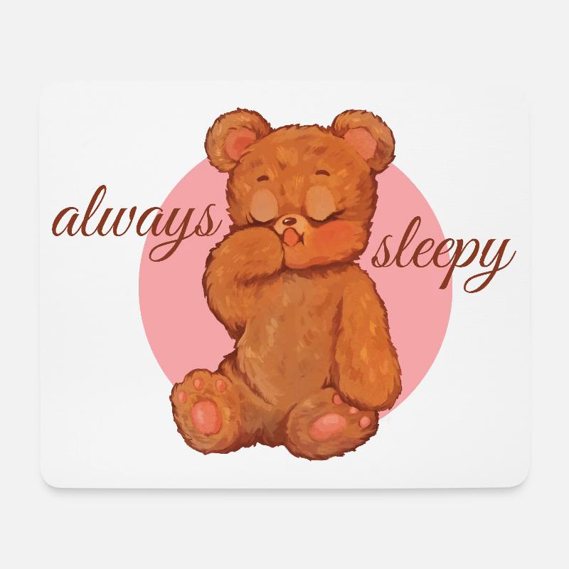 Always Sleepy Bärchen - Mousepad (Querformat) - Weiß