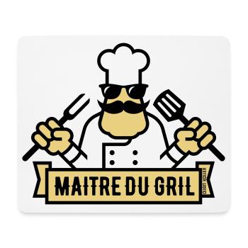 Maître Du Gril (Griller / Barbecue / BBQ / 3C) - Tapis de souris (format paysage) - blanc - Devant