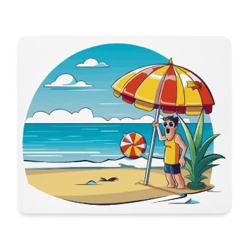 Strandurlaub Cartoon mit Sonnenschirm - Mousepad (Querformat) - Weiß - Vorne