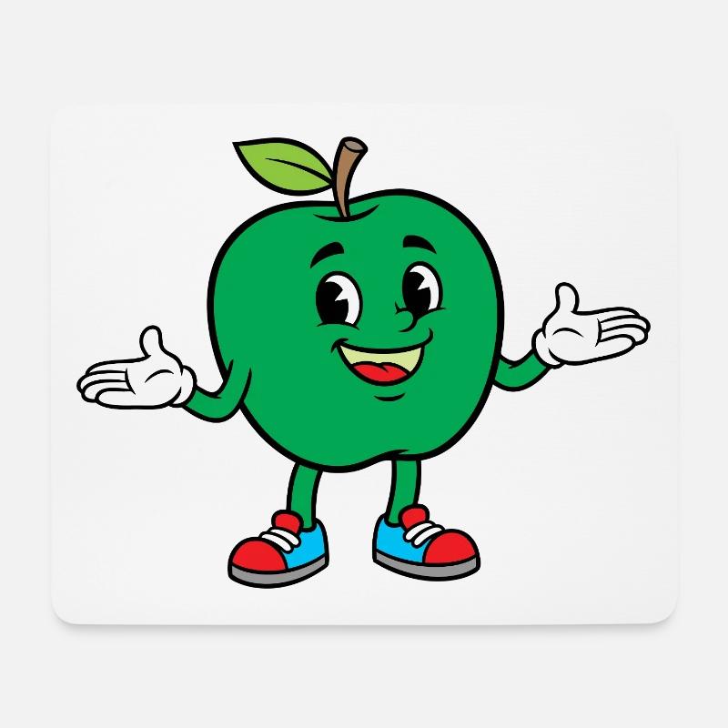 Green Apple Mascot in Sneakers - Mouse Pad (horizontal) - white