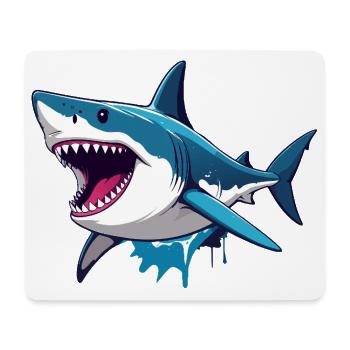 Motif maritime joyeux de l’effet de spritz du grand grand requin blanc - Tapis de souris (format paysage) - blanc - Devant