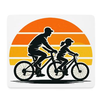Familien Radtour im Retro Sonnenuntergang Stil - Mousepad (Querformat) - Weiß - Vorne