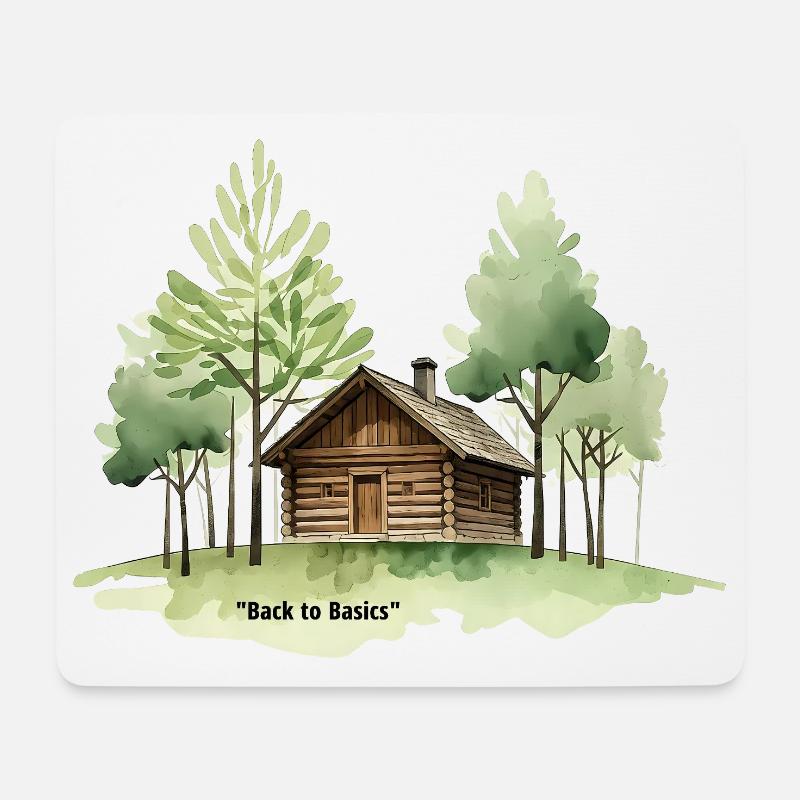 Back to Basics Cabin in Woods - Mouse Pad (horizontal) - white