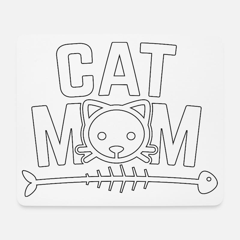 Katzen-Mama-Shirt - Mousepad (Querformat) - Weiß