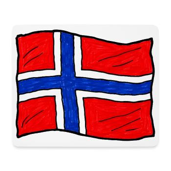 Handgezeichnete Norwegenflagge - Mousepad (Querformat) - Weiß - Vorne