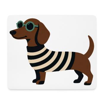 Dackel mit Sonnenbrille - Mousepad (Querformat) - Weiß - Vorne