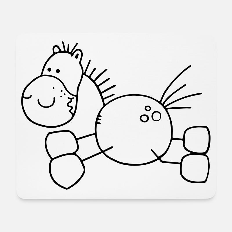 Dickes Cartoon Pferd - Pony - Pferde - Mousepad (Querformat) - Weiß