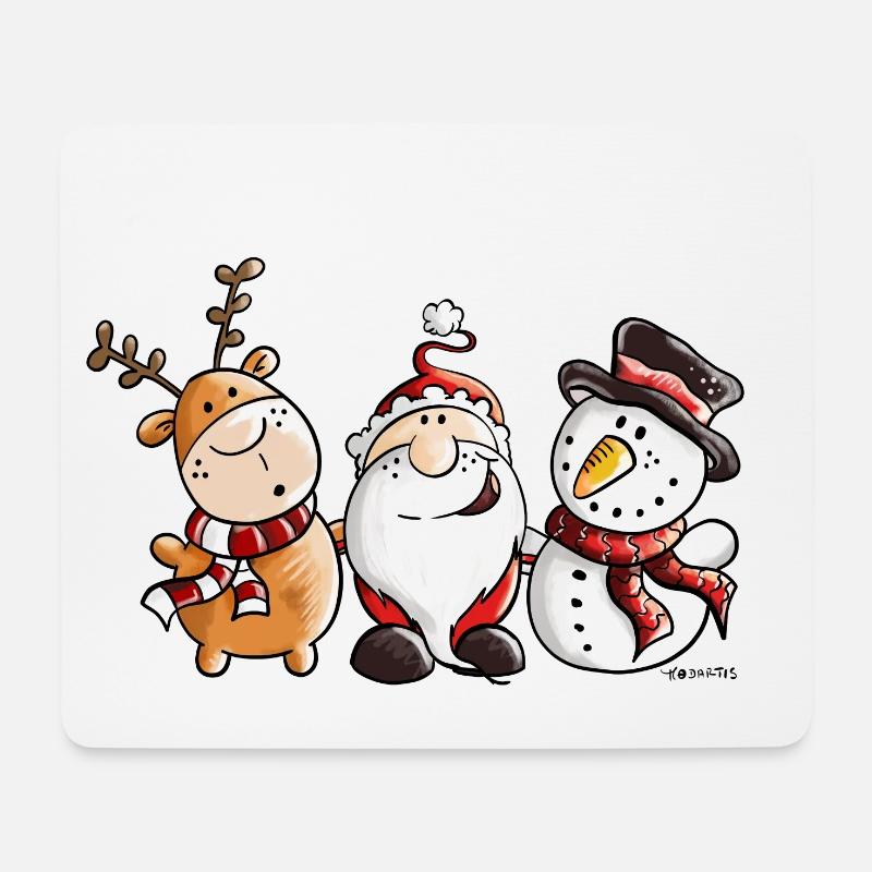 Ho Ho Ho Weihnachtsmann mit Freunden - Weihnachten - Mousepad (Querformat) - Weiß