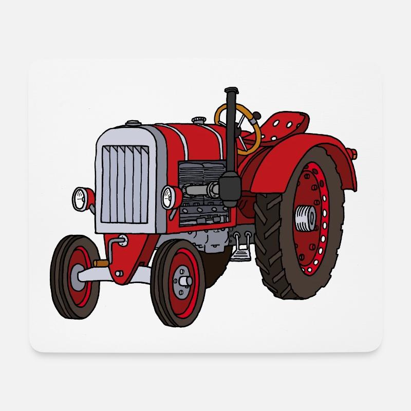 Roter Trecker - Mousepad (Querformat) - Weiß