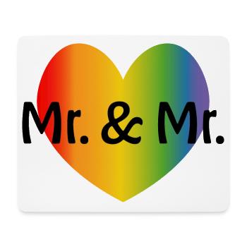 Regenbogen Mr and Mr 2 rainbow Herz LGBT lgbtqi - Mousepad (Querformat) - Weiß - Vorne