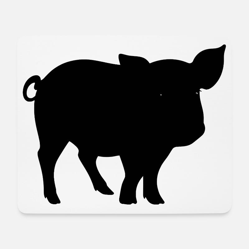 Silhouette de cochon mignon - Tapis de souris (format paysage) - blanc
