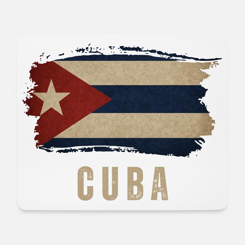 Drapeau grunge de Cuba, fier Cubain - Tapis de souris (format paysage) - blanc