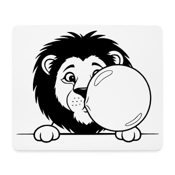 Löwe mit Kaugummiblase – Lustiges Tierdesign - Mousepad (Querformat) - Weiß - Vorne