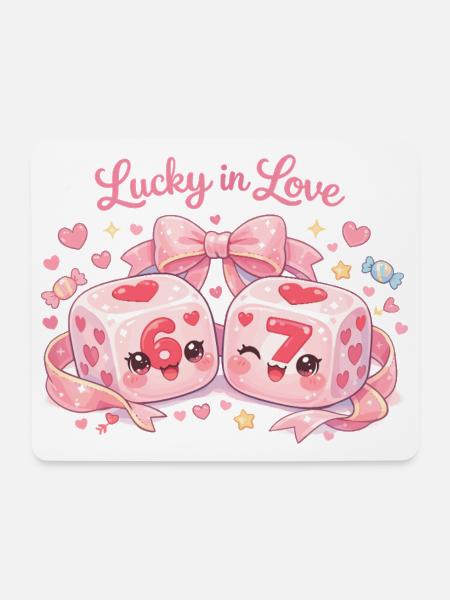 Valentinstag Würfel 67 Six Seven Meme Lustig - Mousepad (Querformat) - Weiß