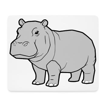 Nilpferd Stehend Comic Tier Zoo - Mousepad (Querformat) - Weiß - Vorne