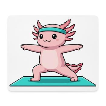 Yoga Axolotl-Fisch macht Krieger-Pose - Mousepad (Querformat) - Weiß - Vorne