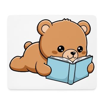Book Bear Funny Bear reading Book - Mouse Pad (horizontal) - white - Front