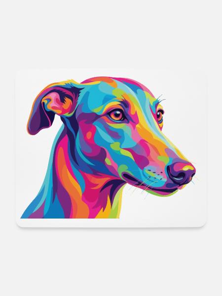 Aquarell Windhund Bunte Windhund-Kunst - Mousepad (Querformat) - Weiß
