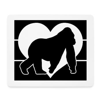 Silhouette du Cœur de Singe - Tapis de souris (format paysage) - blanc - Devant