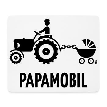 Papamobil (Trecker Und Kinderwagen / Black) - Mousepad (Querformat) - Weiß - Vorne